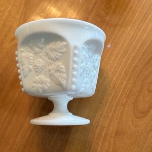 White Embossed Pedestal Bowl